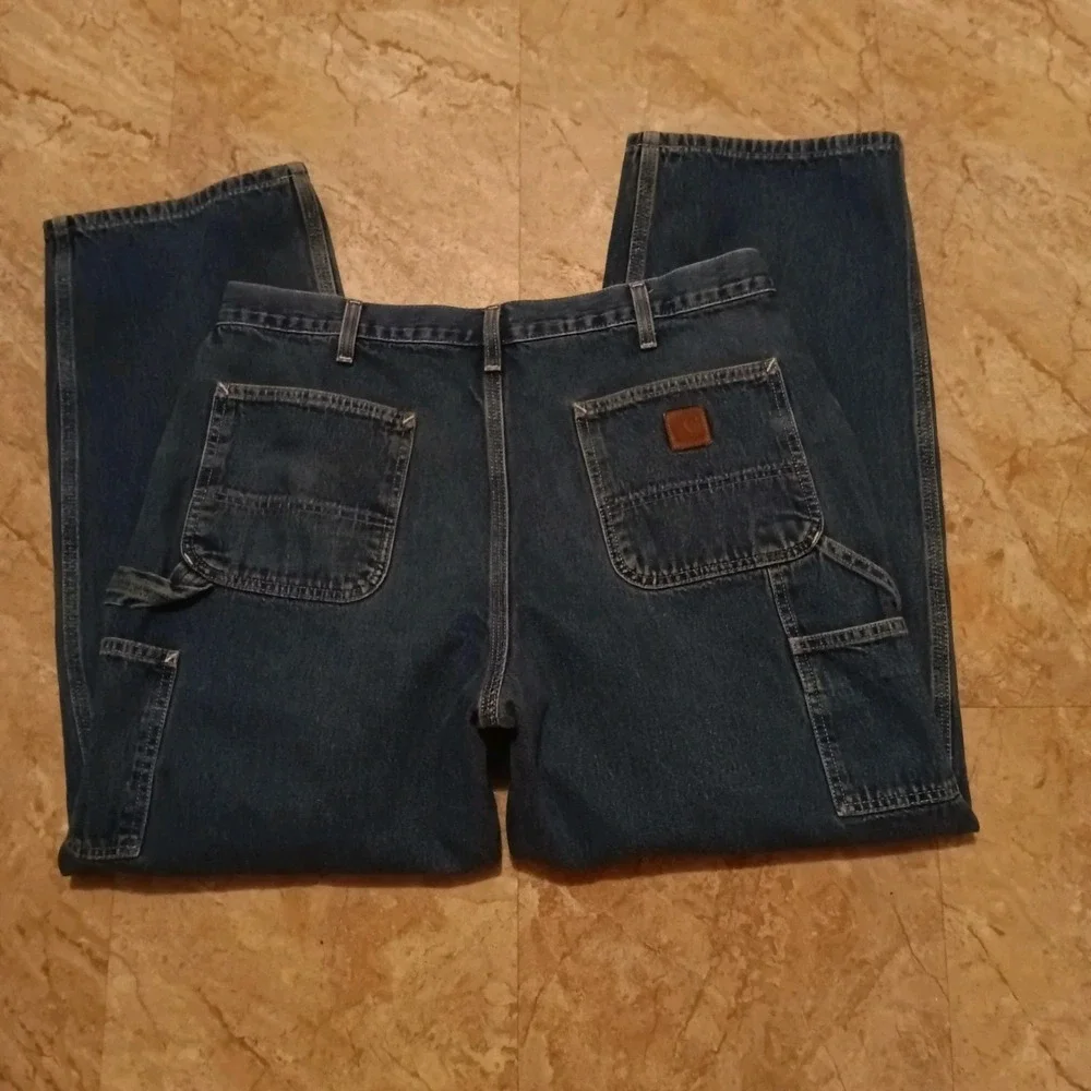 Carhartt‎ Jeans Mens Workwear Denim Carpenter Pants Blue B13 DST - 38x32 (36x30)